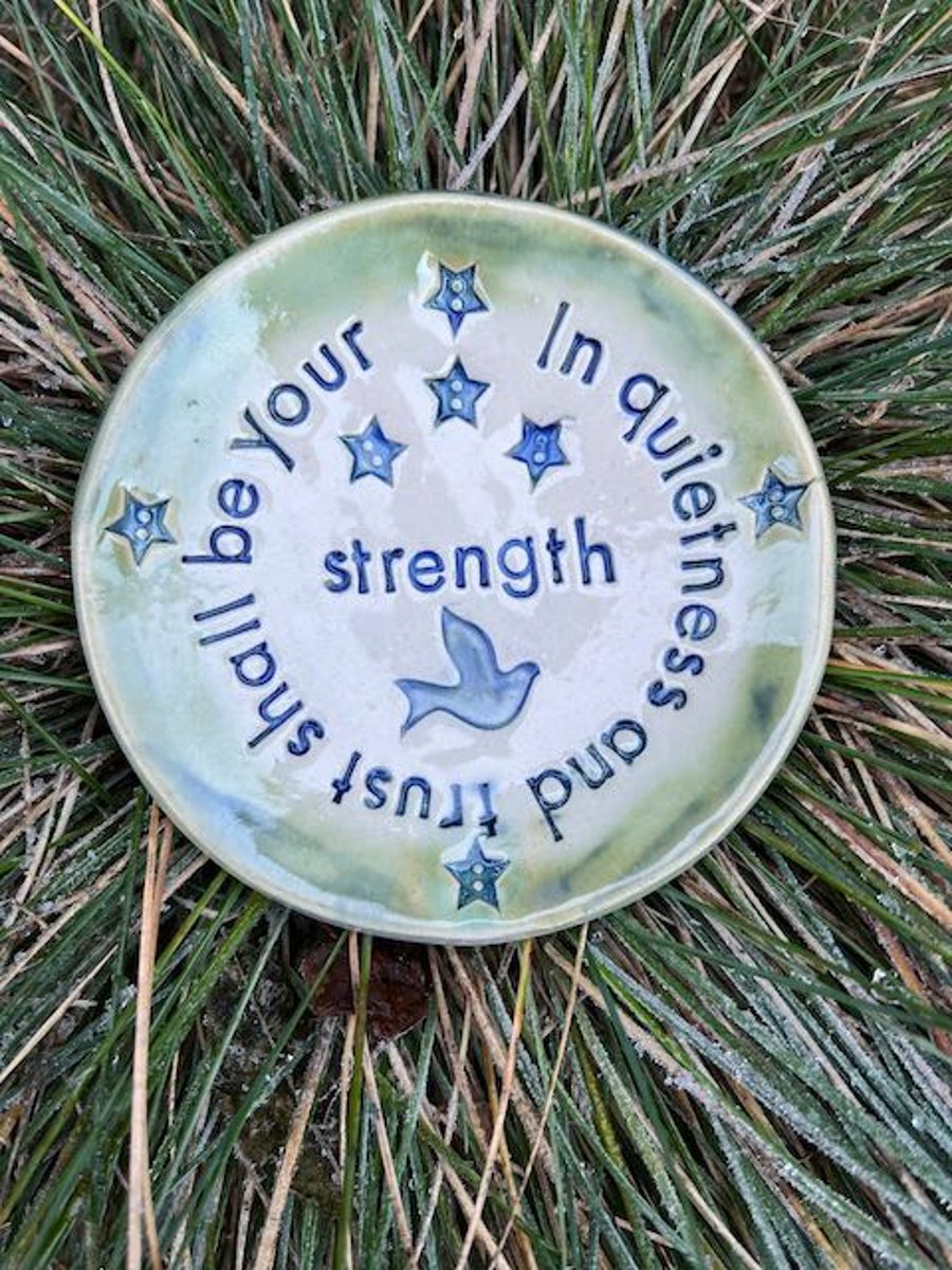 Handcrafted Ceramic Bible Verse Plate In Quie... Folksy