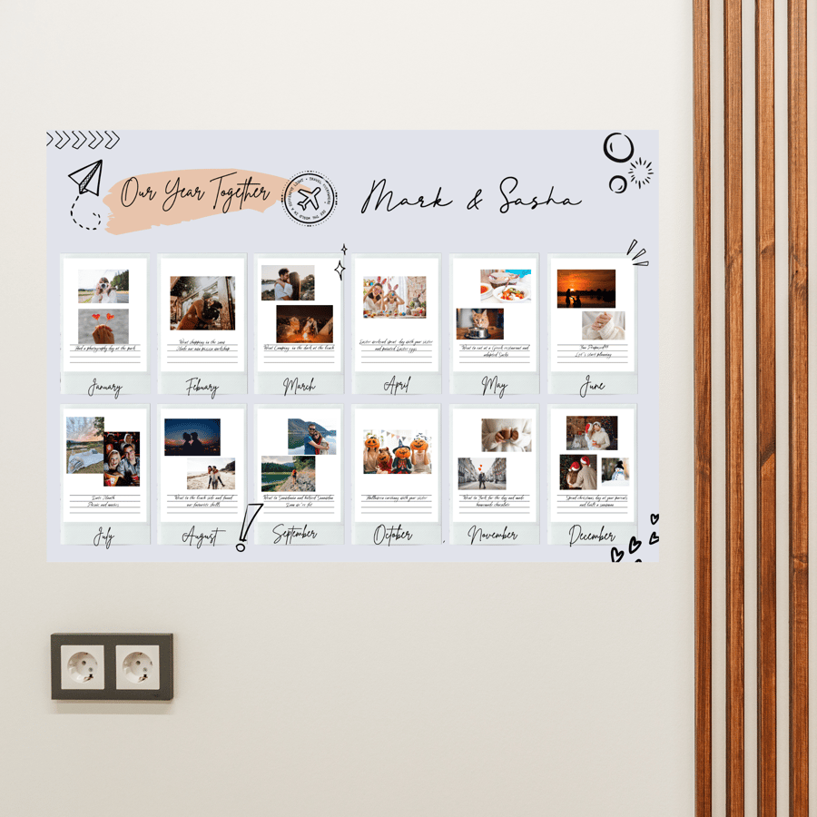 Year Together Anniversary Scrapbook Poster Personalised Couple Wall Journal