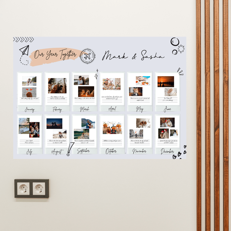 Year Together Anniversary Scrapbook Poster Personalised Couple Wall Journal