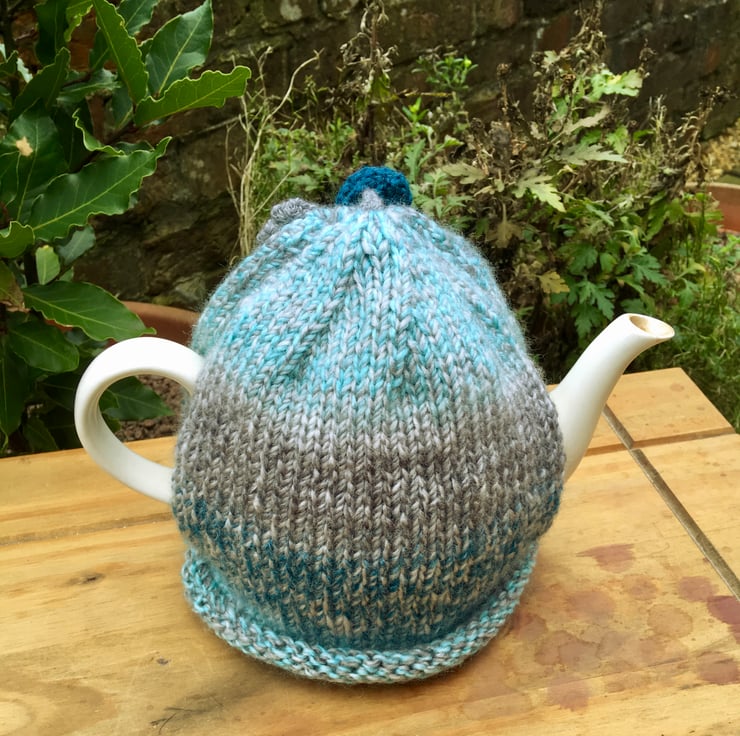 Turquoise and Grey Tea Cosy with Oak Leaf and A... Folksy