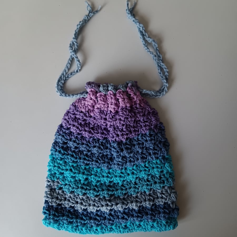 NOT AVAILABLE Crochet Drawstring bag (Purple Passion 2) - pretty and practical!