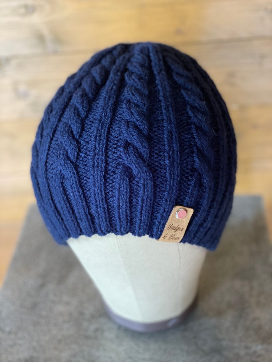  Hand Knitted Beanie Hat In a Timeless Cable Design