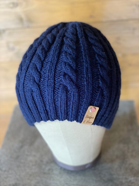  Hand Knitted Beanie Hat In a Timeless Cable Design