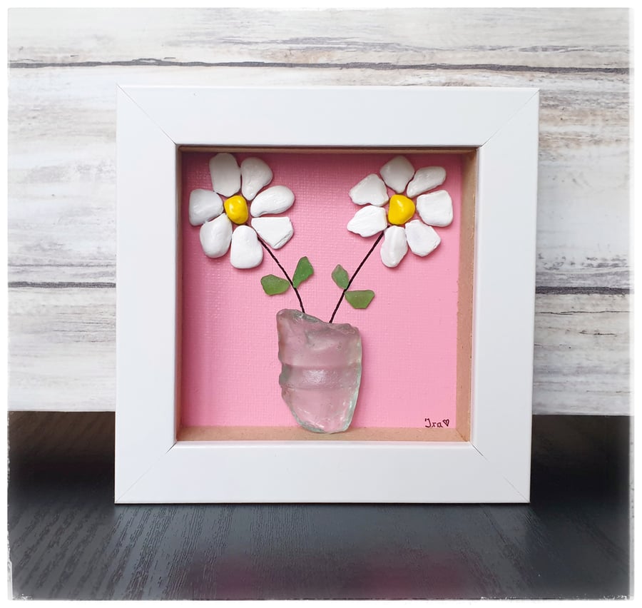 Seaglass "PRETTY IN PINK DAISIES"
