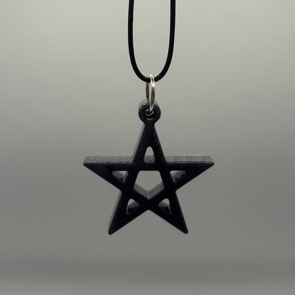Resin 5 Pointed Star Pentagram Pendant or Necklace - Various Colours