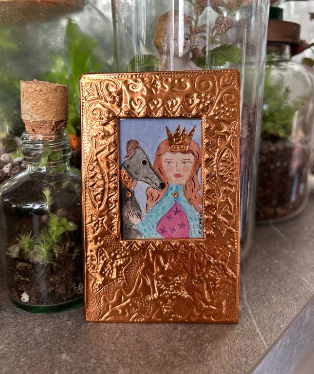 Princess Rose - Original watercolour painting in Handmade embossed frame