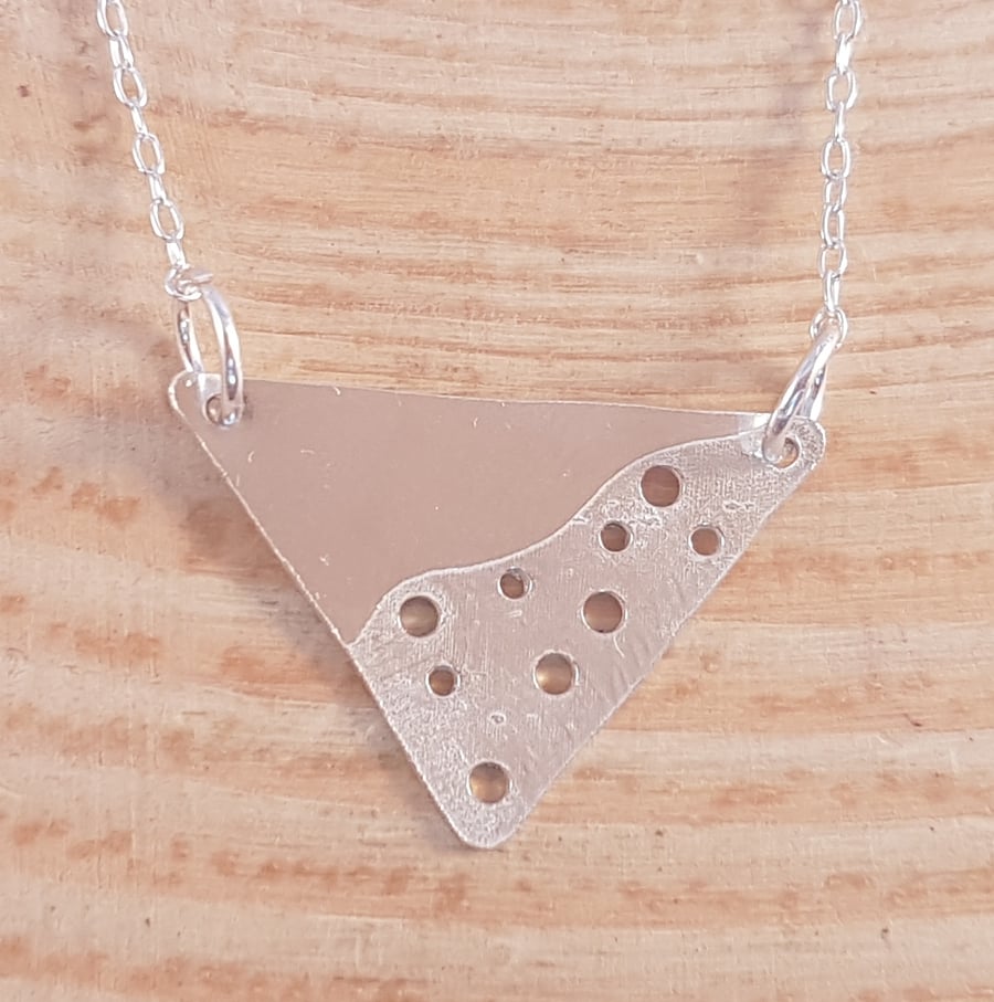 Sterling Silver Etched Triangle Necklace