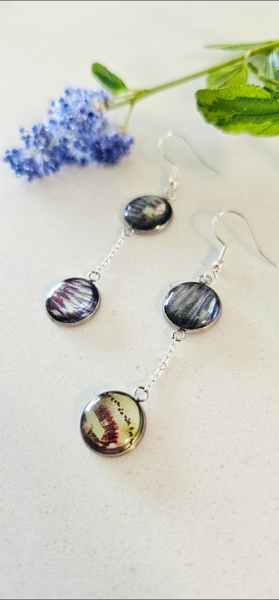 Passion flower drop earrings 