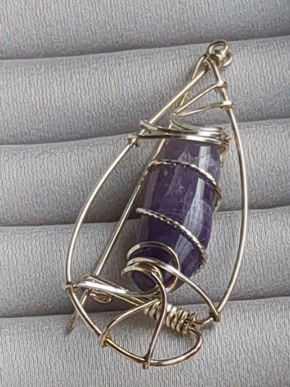 Amethyst sterling silver brooch 