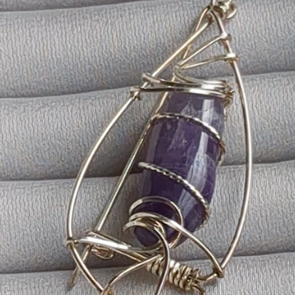 Amethyst sterling silver brooch 
