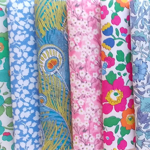 10 Liberty Fabric 5" Squares : MULTICOLOURS :  Fabric Scraps Bundle