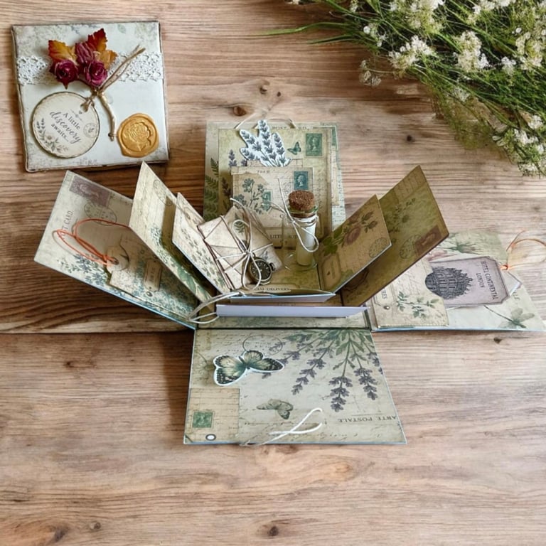 Vintage Finds Discovery Box Card. Unique Keepsake Gift. Journal Lover Gift