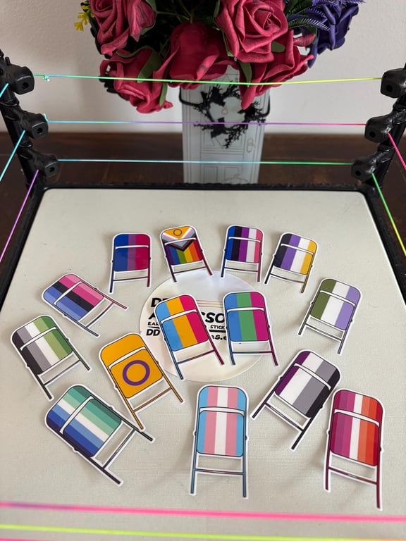 Pride Steel Chair Sticker: LGBTQ Wrestling Fan Decal (2.5")