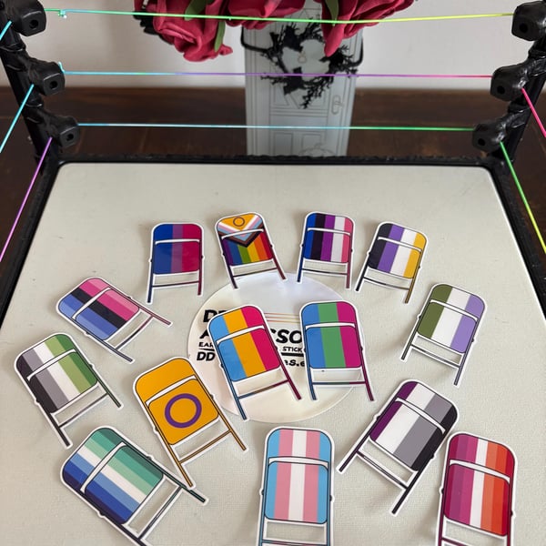 Pride Steel Chair Sticker: LGBTQ Wrestling Fan Decal (2.5")