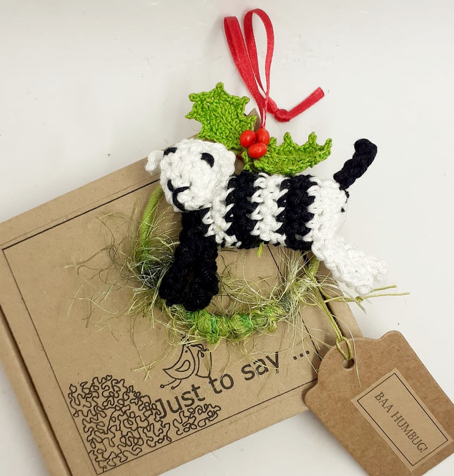 Baa Humbug Crochet Sheep Decoration 