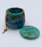 Aurora Borealis Jewellery Box Green and Blue Marbled Handmade Trinket Pot