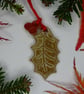 Ceramic leaf hanging decoration, holly leaf - Image 1