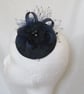 Black Watch Tartan Navy & Black Cocktail Percher Fascinator Mini Hat  - Image 9