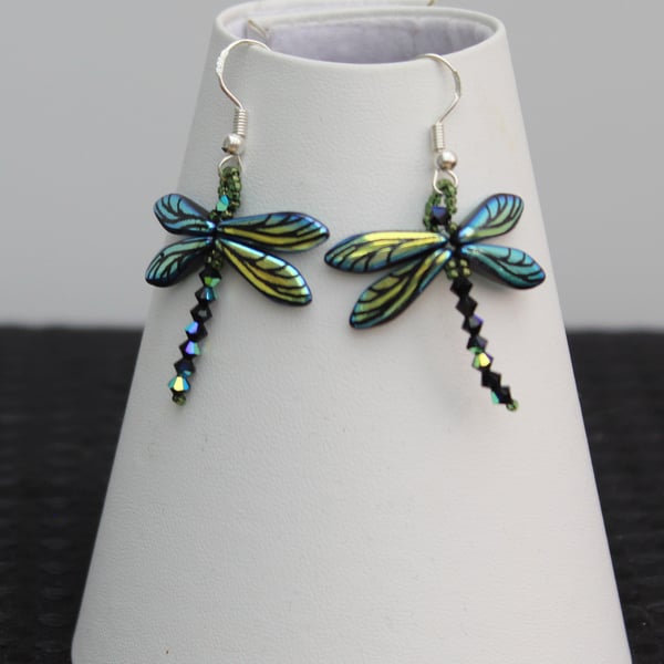 Dragonfly handmade crystal  earrings 