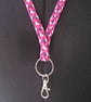 Lanyard for Identity Badge and Key, Kumihimo Braided Cotton in Pink and Purple - Image 1