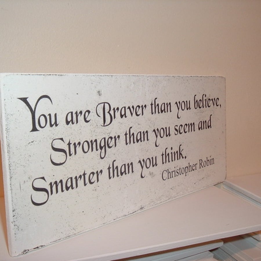 shabby chic distressed plaque-christopher robin quote
