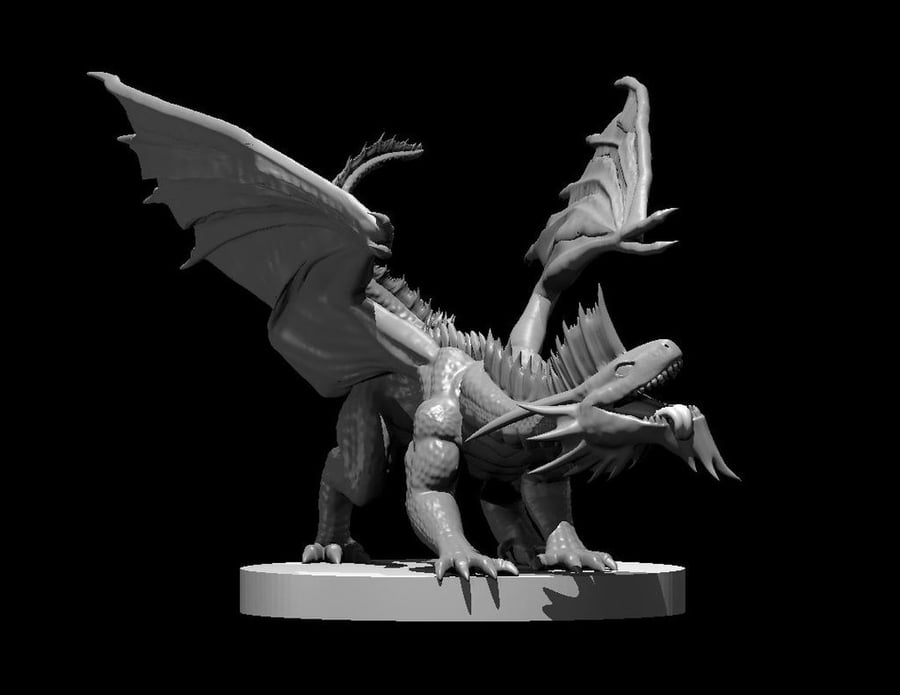 Wyrmling Silver Dragon - 3D Printed Resin DnD Pathfinder Figure Mini Miniature