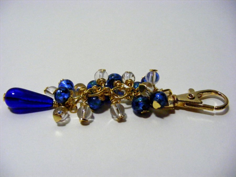 Navy and Clear Bag Charm