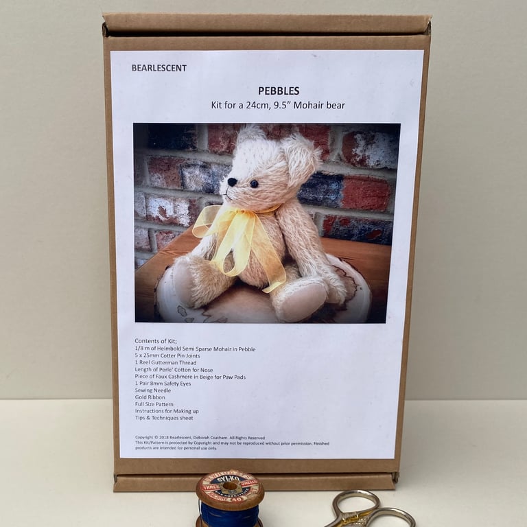 Teddy bear making kit, sewing kit to make a mohair bear, craft pattern