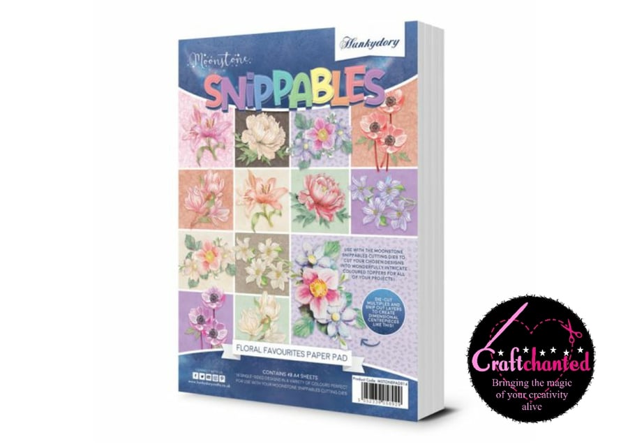 Moonstone Hunkydory Snippables Floral Favourites Paper Pad A4 190gsm 48 Sheets