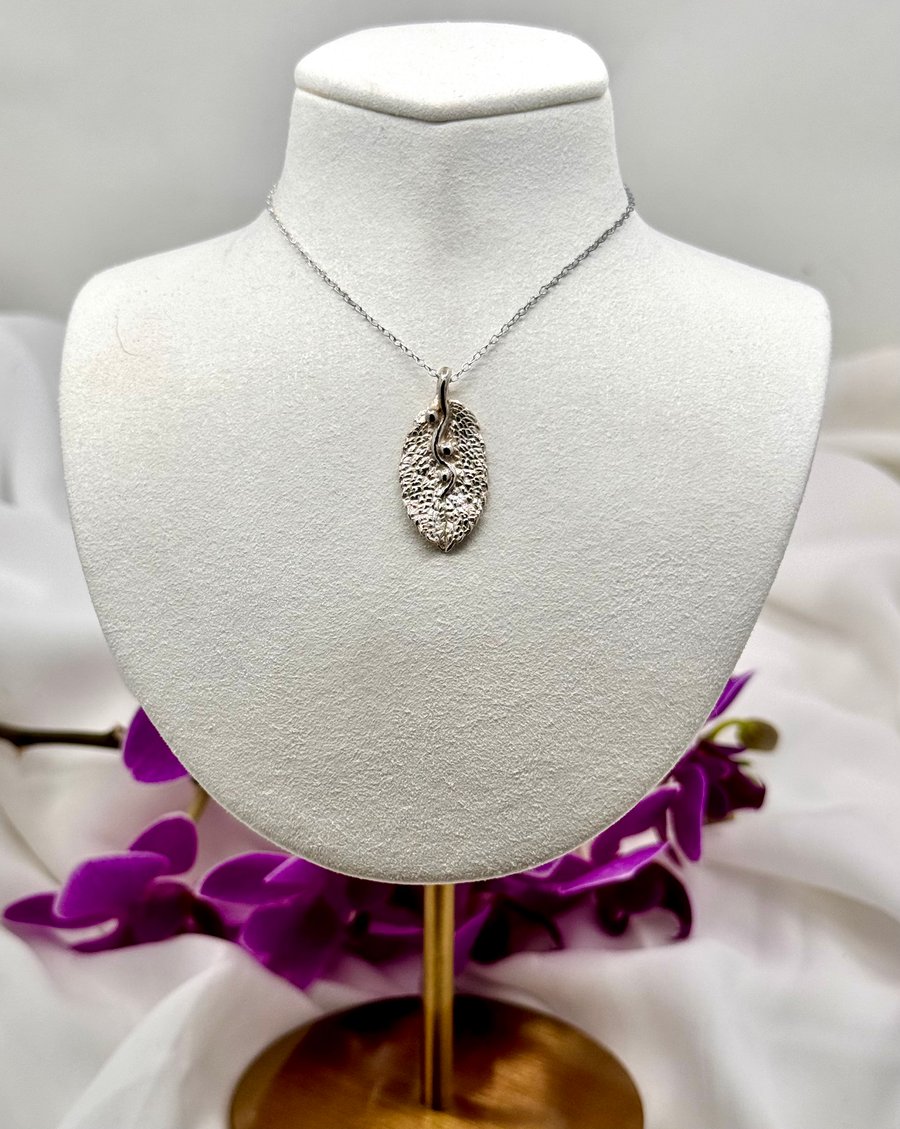 Silver Leaf Necklace, Handmade in North Yorkshire