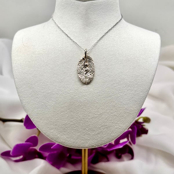 Silver Leaf Necklace, Handmade in North Yorkshire