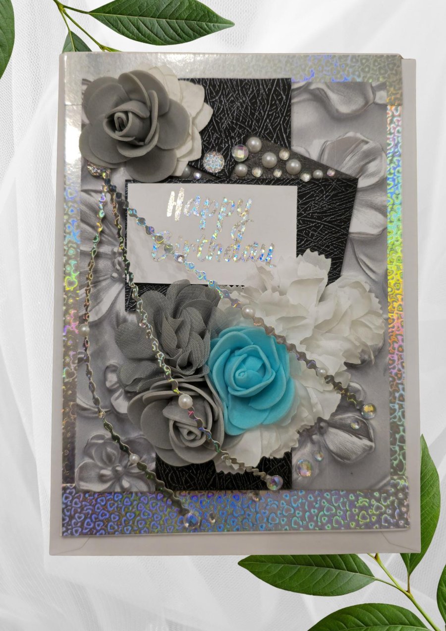 Handmade Happy Birthday Cards, Flowers Luxury Cards