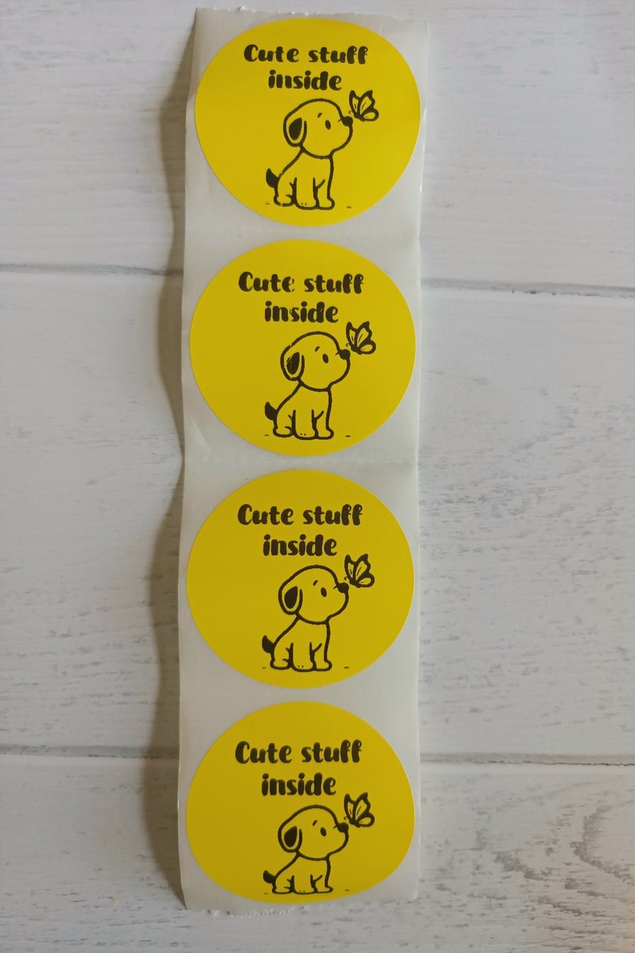 50 'Cute Stuff Inside' Puppy Thermal Printed Stickers (72Y)