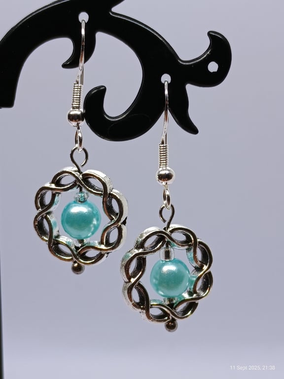 Silver & aquamarine drop earrings 