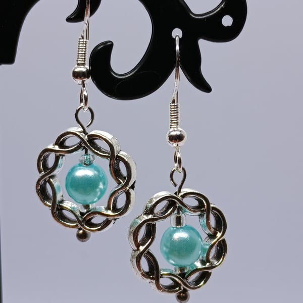 Silver & aquamarine drop earrings 