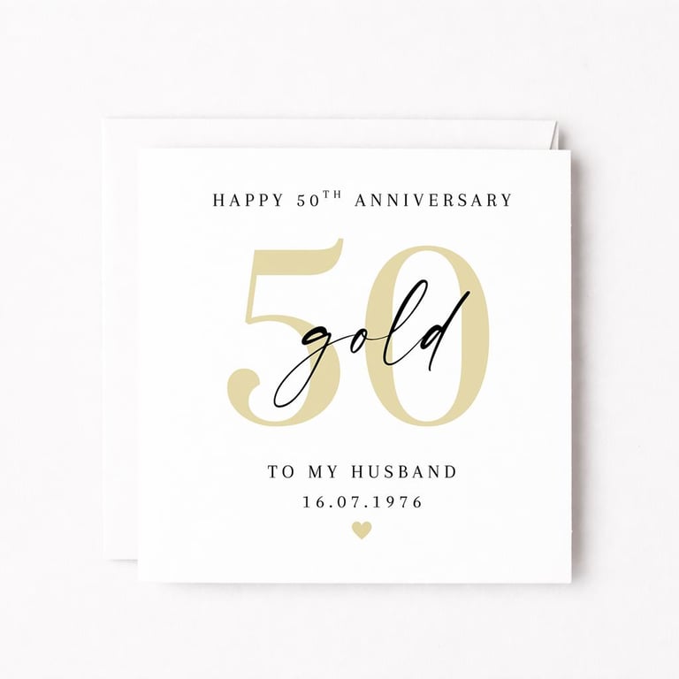 Personalised 50th Anniversary Card – Gold Anniversary for Husband or Wife