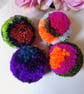 Wool Pompom Bag Charm, Fluffy Pompom Keyring, 7cm, Gift Idea.