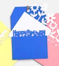 Set of 3 Blue Pink & Yellow Floral Birthday Gift Tags with Card Inserts - Image 1