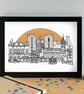 Ripon Landmarks Skyline Art Print - Image 1