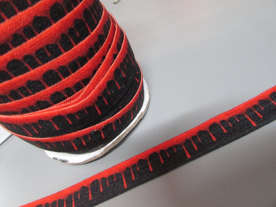 Blood Drips Fold Over Elastic x 1 metre