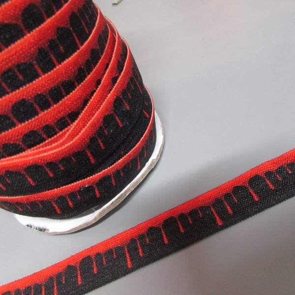 Blood Drips Fold Over Elastic x 1 metre