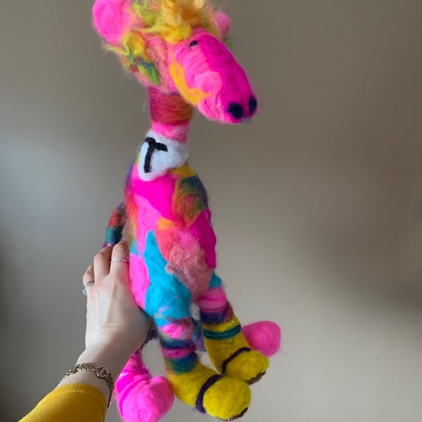 Colourful Felted Giraffe Creature