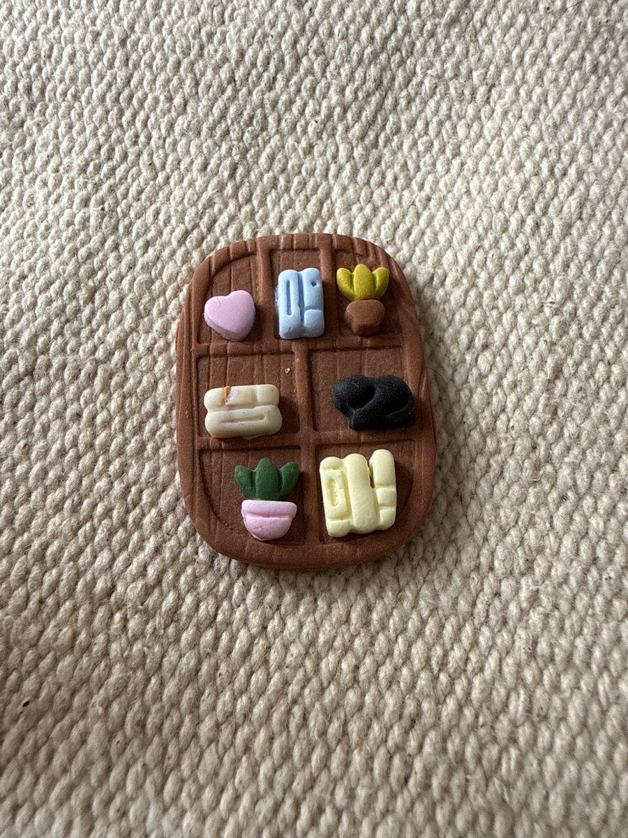 Large bookcase polymer clay magnet 