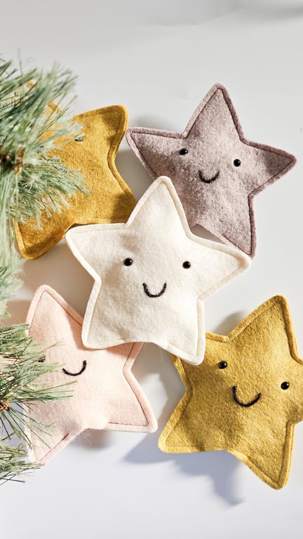 Woolly Star Tree Topper - Christmas Decoration Felt Ornament Angel