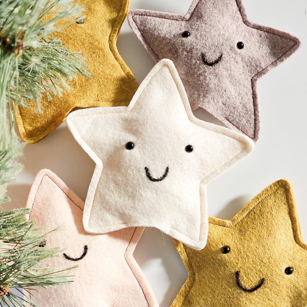 Woolly Star Tree Topper - Christmas Decoration Felt Ornament Angel