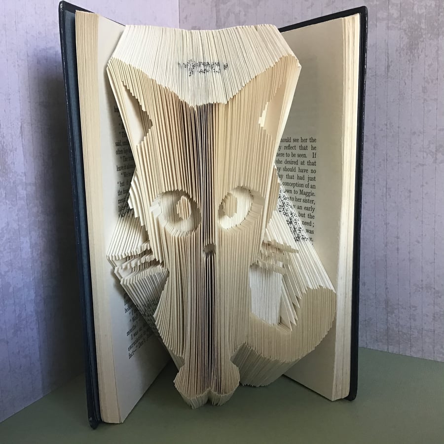 SALE - Folded Book Art - Cat Kitten