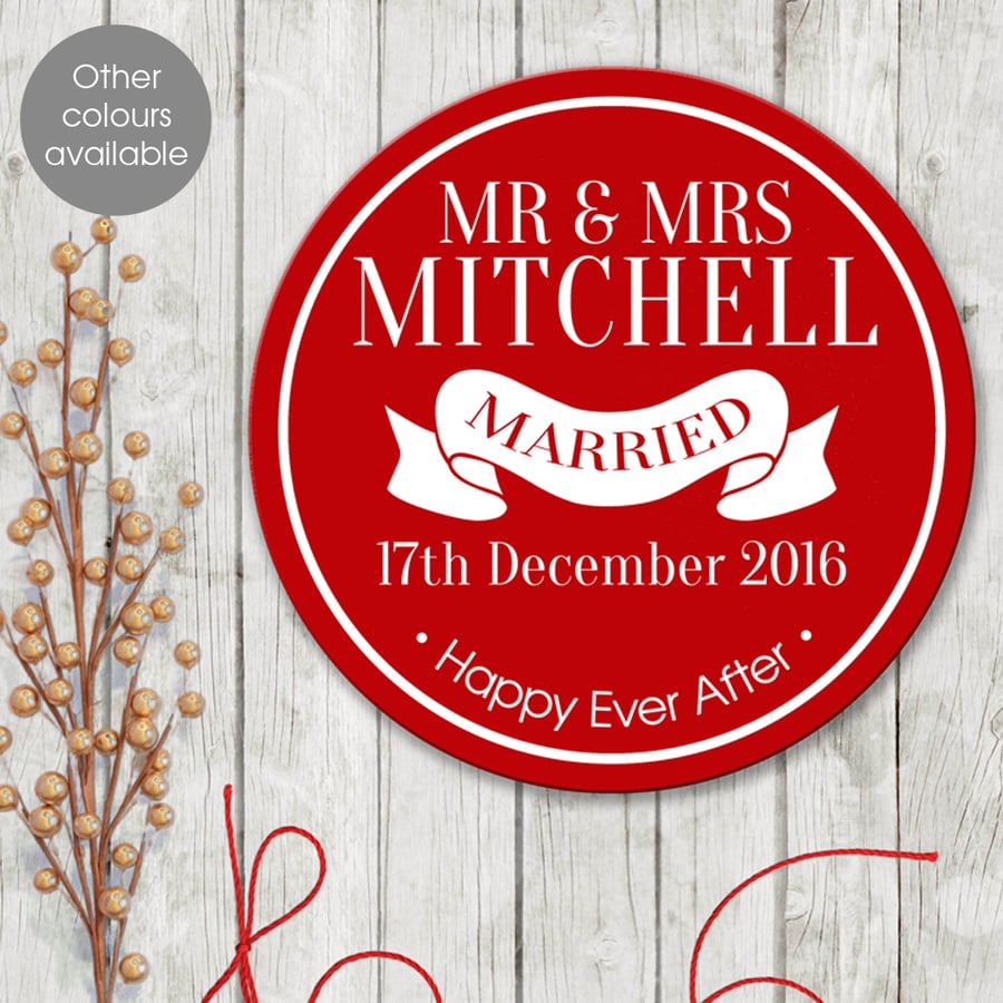 Married personalised wall sign plaque, wedding or anniversary gift idea