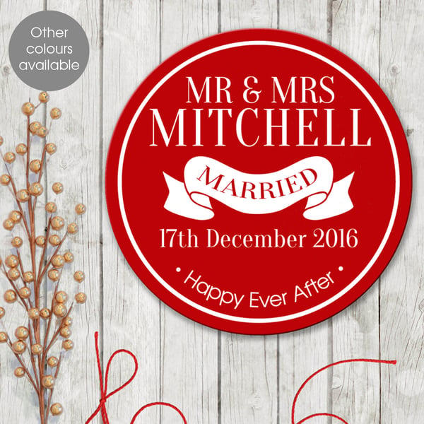 Married personalised wall sign plaque, wedding or anniversary gift idea
