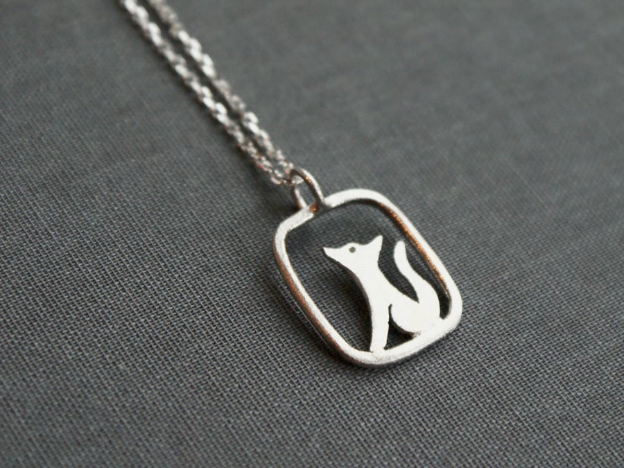 Tiny edge of the woods fox necklace