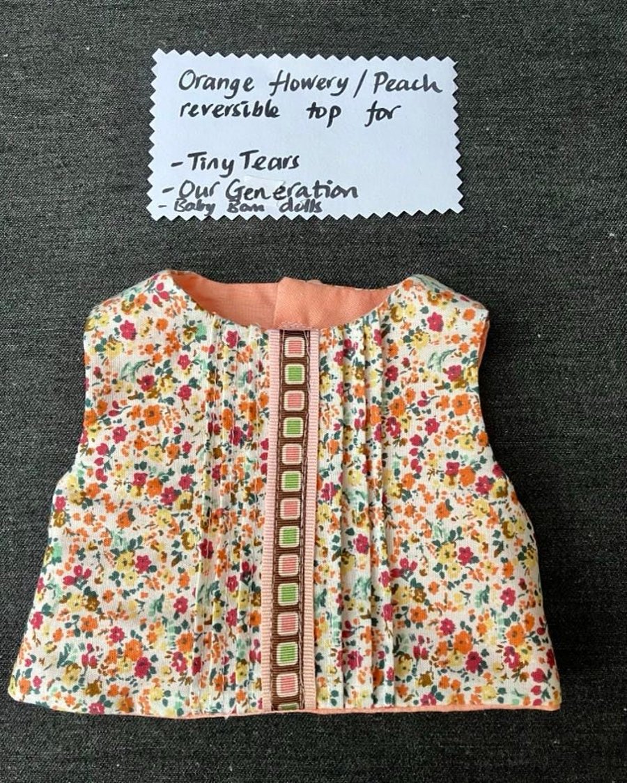 Orange flowerypeach reversible top